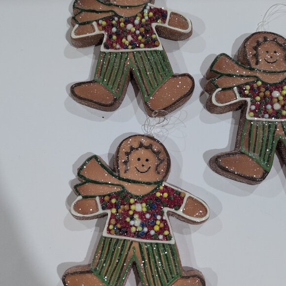 Gingerbread Cookie Man Woman Christmas Ornament Decorations Lot Of 5 - Picture 2 of 4
